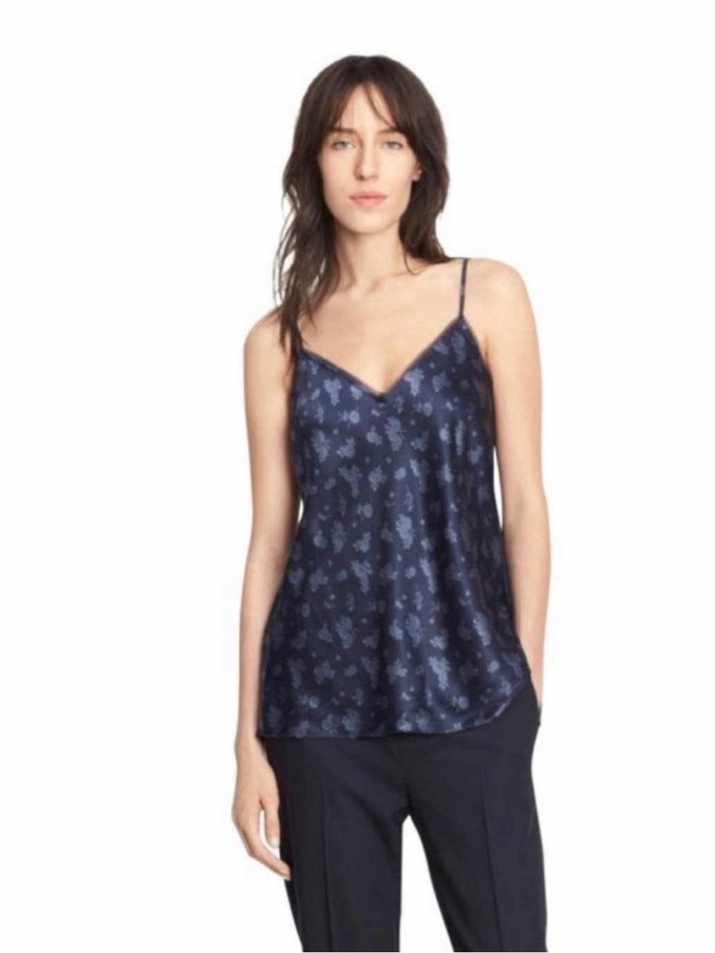 Vince Blue Floral Silk Luxe Cami Tank Top Size Xs